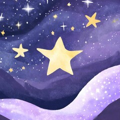 Naklejka premium Night view with stars wallpaper