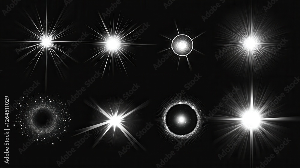 Poster light flare. optical lens glowing flashlight effect. gleaming camera flash. realistic sparkles vecto