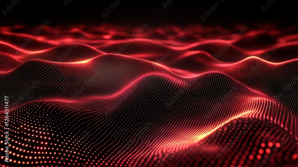 Poster abstract cyber space environment background. digital particles grid virtual reality. graphic concept
