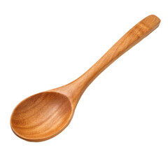 Natural wooden spoon with smooth texture, isolated. Simple and elegant kitchen utensil