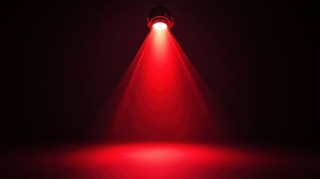 Isolated red spotlight effect on black background. Light show. Light from the top clipart.