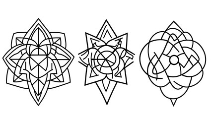 Floral Geometric Design Collection Elegant Symmetry Modern Ornate Line Art Minimalist Patterns Graphics