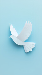 International Women’s Day celebration with a white peace dove flying on a blue background, symbolizing freedom, unity, and hope