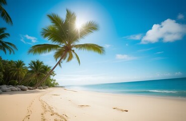 Obraz premium tropical beach with palm trees