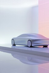 Sleek car silhouette showcased in minimalistic lighting, highlig
