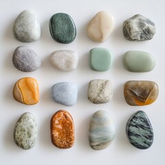 Smooth Polished Stones Natural Mineral Collection Tumbled Rocks Pastel Colors Spa Wellness Background Design Element Texture Image art grey decor     