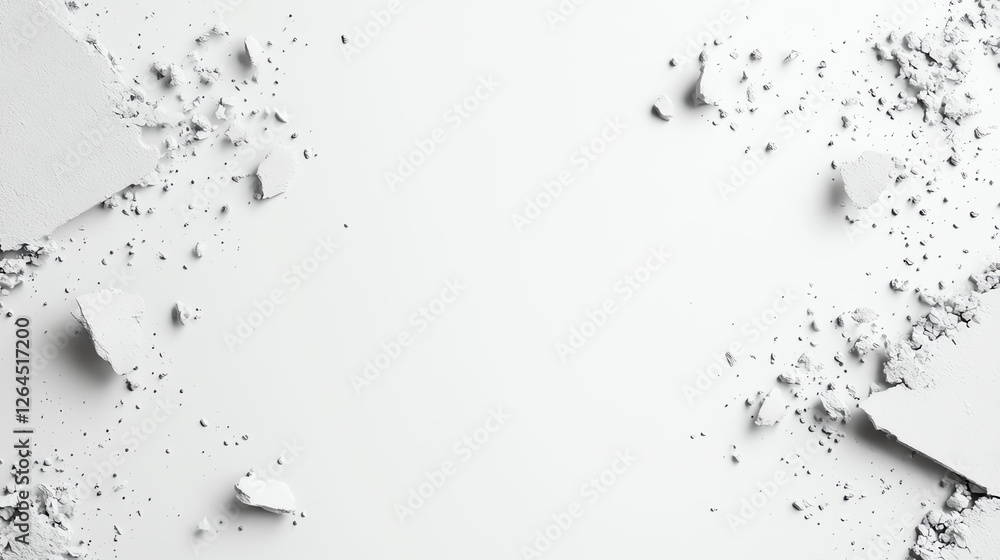 Poster abstract background featuring scattered white paper texture with torn edges creating a dynamic, mini