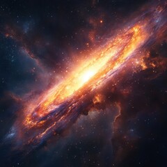 Fototapeta premium Vibrant Spiral Galaxy with Bright Core and Colorful Nebula Background