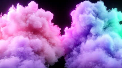 Fototapeta premium Vibrant multicolored smoke clouds against black background