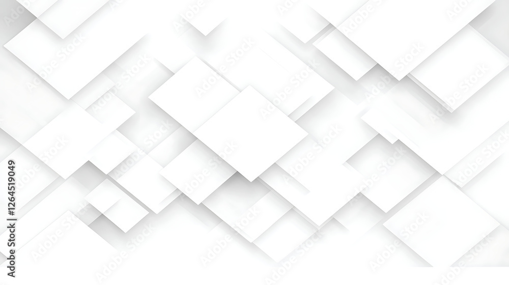 Poster geometric white squares abstract composition with shadows for modern backgrounds and presentations
