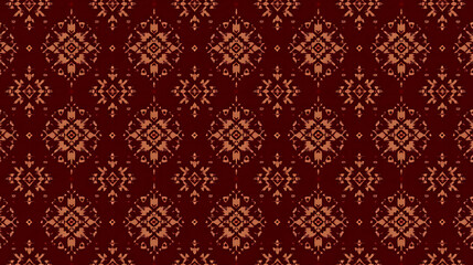 Geometric Textile Pattern with Intricate Abstract Shapes and Maroon Hue a Rich Decorative Art