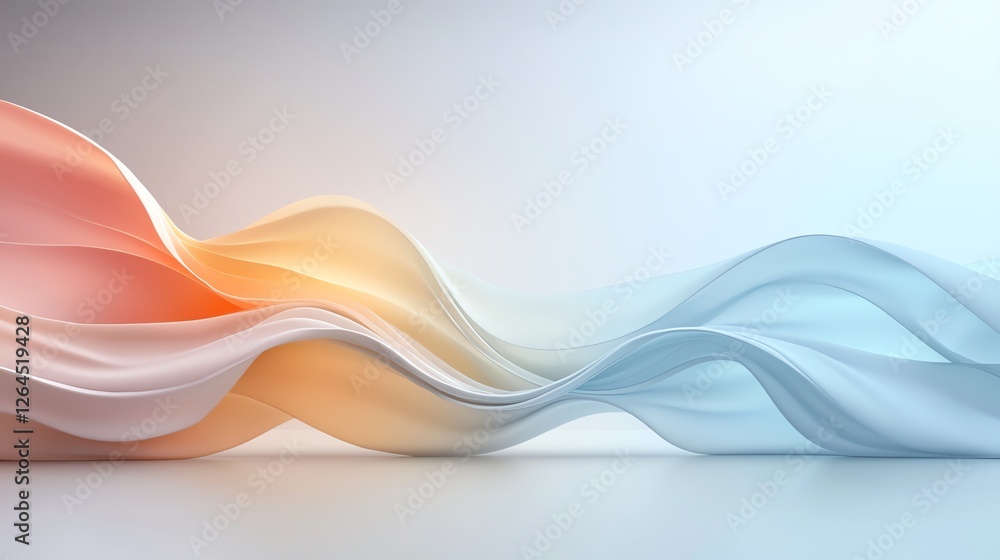 Poster abstract flowing waves in soft pastel colors create a serene and harmonious visual composition.