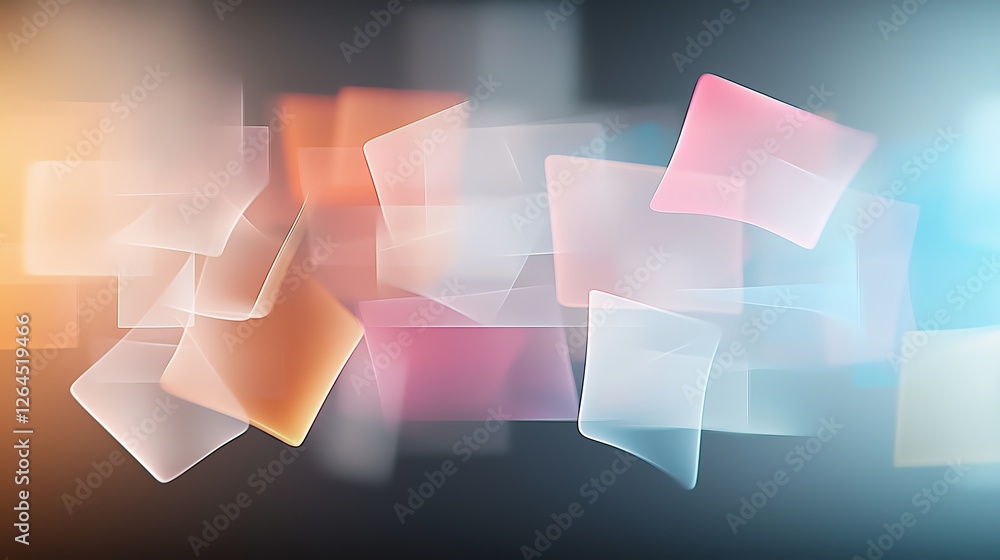 Poster abstract geometric background with colorful translucent shapes and blur effect, perfect for modern d