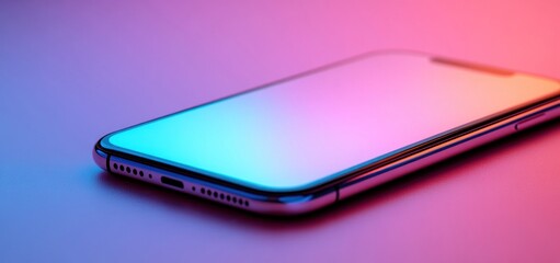 Smartphone Display with Neon Gradient