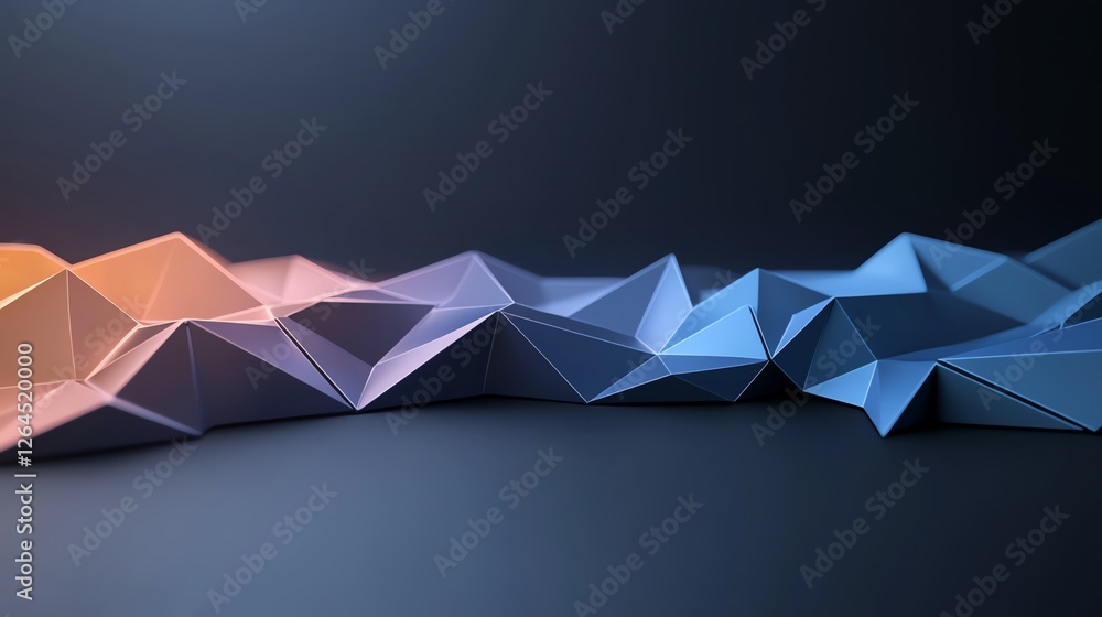 Poster abstract geometric shapes in gradient colors creating a modern, dynamic visual on dark background, p