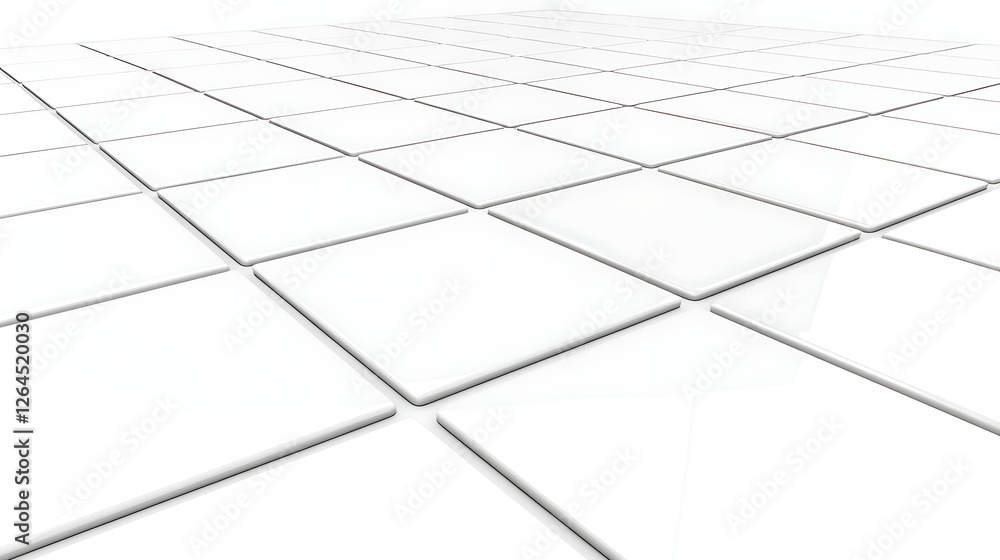 Poster glossy white tiles perspective view abstract background endless pattern clean smooth surface design
