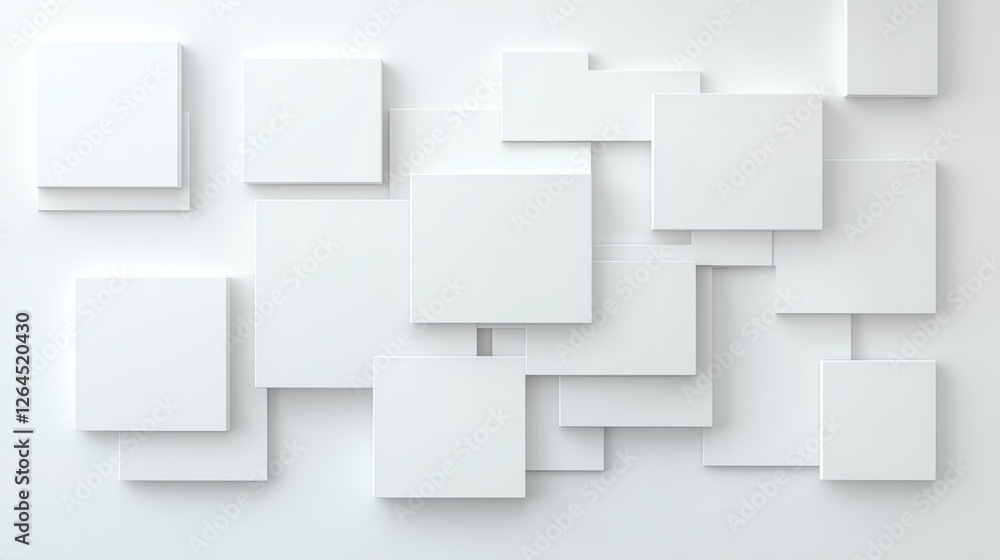 Aufkleber abstract geometric white squares on a minimalist background, creating a modern visual effect.
