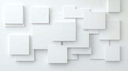 Abstract geometric white squares on a minimalist background, creating a modern visual effect.