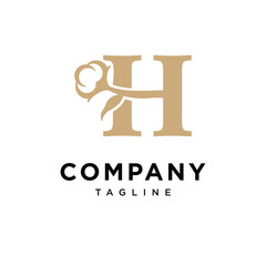 Letter H Cotton Gold Logo Icon vector