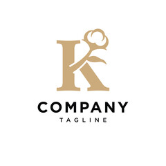 Letter K Cotton Gold Logo Icon vector