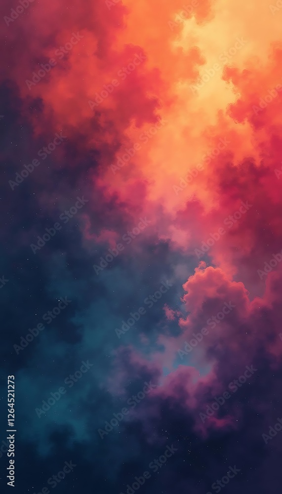 Poster generative ai imagines a celestial sky full of colorful clouds and stardust