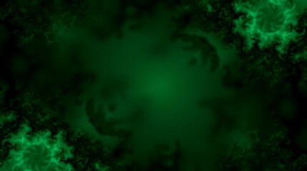High-resolution abstract background image with a digital art style, incorporating fractal patterns in deep emerald green and sapphire blue, suggesting an otherworldly, organic quali.
