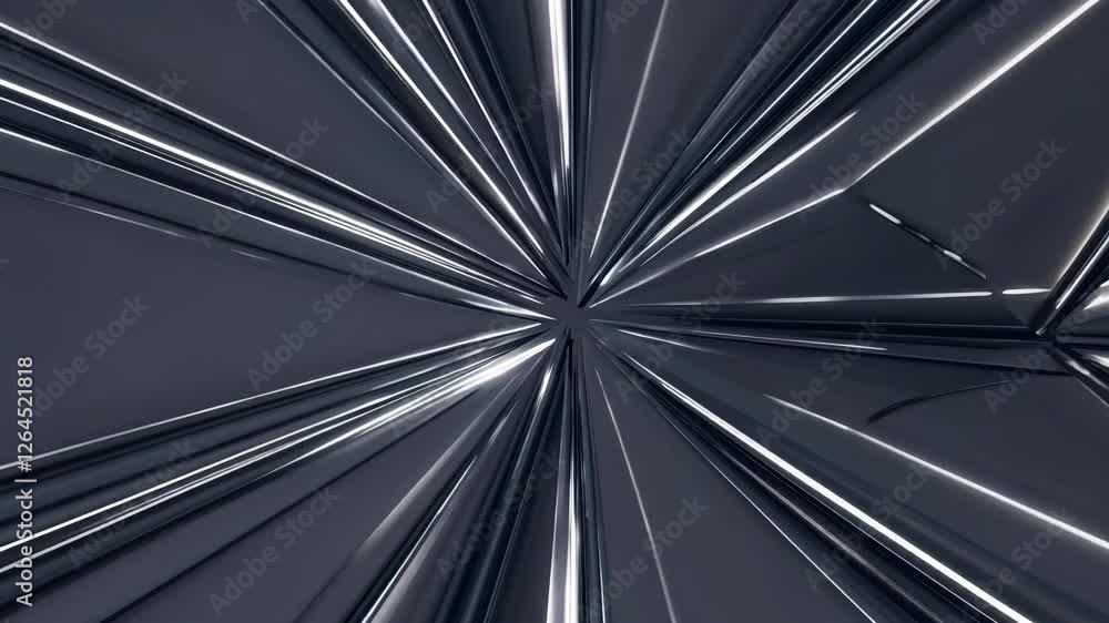 Poster Futuristic tunnel with glowing golden triangular frames