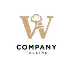Letter W Cotton Gold Logo Icon vector