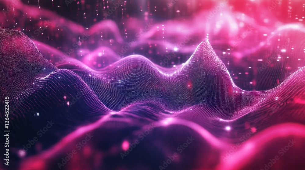 Poster futuristic 3d render of abstract sound wave visualization with high tech flow line waves background,