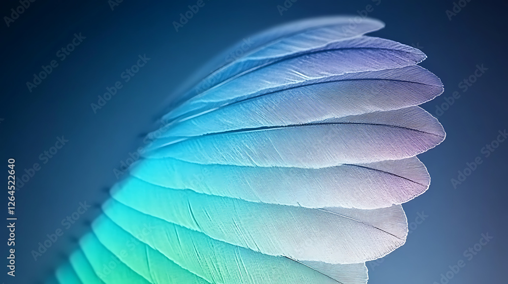 Poster gradient spectrum feathers arrangement on soft colored surface texture design background image