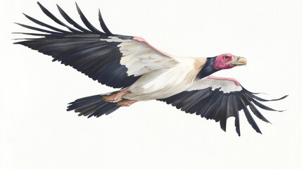 Fototapeta premium Majestic bird soaring in sky with outstretched wings, showcasing vibrant feathers and striking head