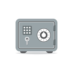 Metal bank safe icon in flat style. Money vault vector illustration on isolated background. Storage sign business concept.