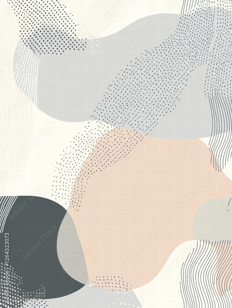 Poster abstract design featuring soft shapes and muted colors in a contemporary style for modern decor. gen