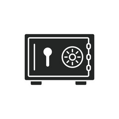 Metal bank safe icon in flat style. Money vault vector illustration on isolated background. Storage sign business concept.