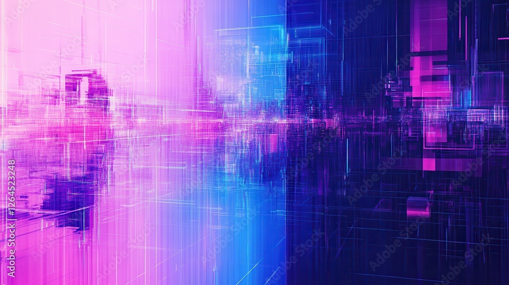 Poster this abstract background image features a glitch effect that gives it a digital, futuristic look. th