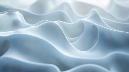Fototapeta premium Abstract White Waves: A minimalist, abstract background of undulating white shapes against a soft, white backdrop. Ideal for modern, clean designs, technology, and branding.