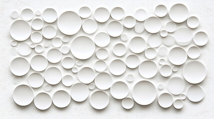 Harmonious Arrangement of Circular White Shapes on Textured Background Decorative Wall Art