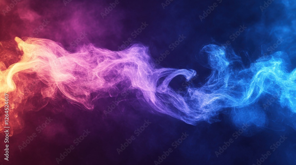 Aufkleber digital flow wave with particles in motion. abstract smoke effect background. smoke motion with part