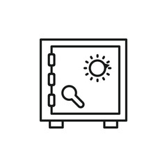 Metal bank safe icon in flat style. Money vault vector illustration on isolated background. Storage sign business concept.