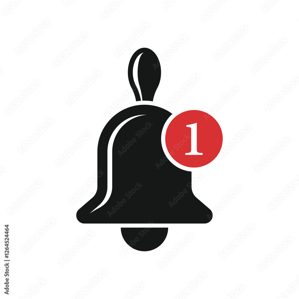 Poster notification bell icon in flat style. incoming inbox message vector illustration on isolated backgro