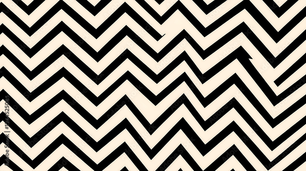 Poster hypnotic zigzag pattern illusion abstract optical art in black and white color scheme design