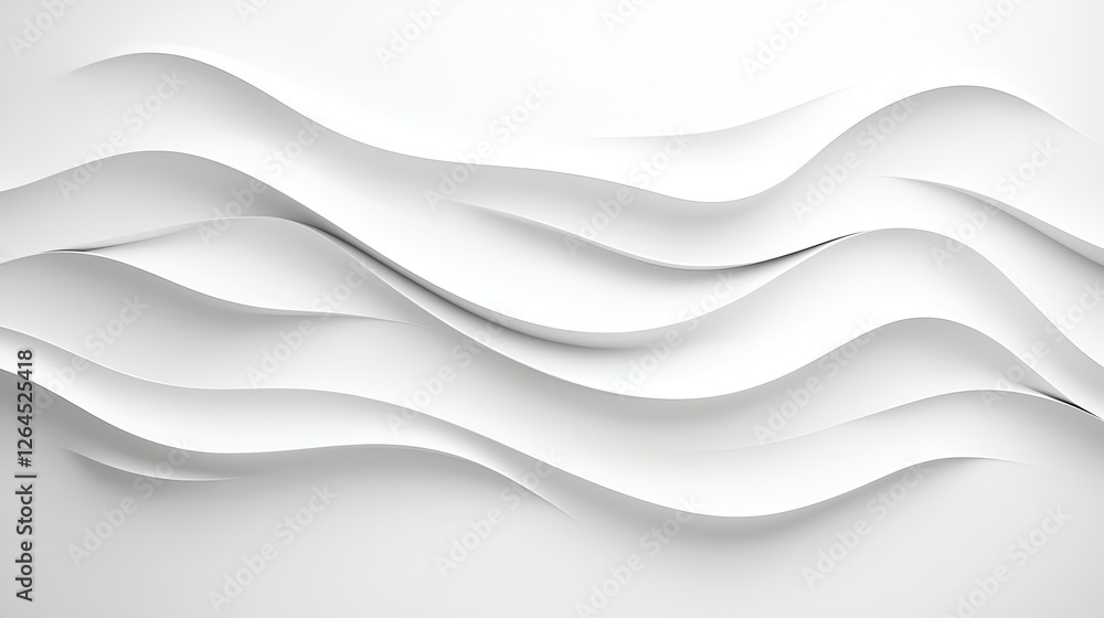 Poster abstract white paper waves create a flowing pattern, ideal for backgrounds and modern design concept