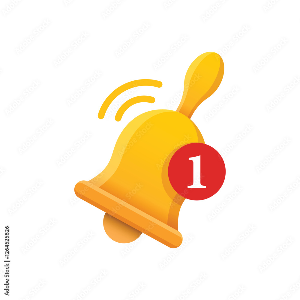 Poster notification bell icon in flat style. incoming inbox message vector illustration on isolated backgro