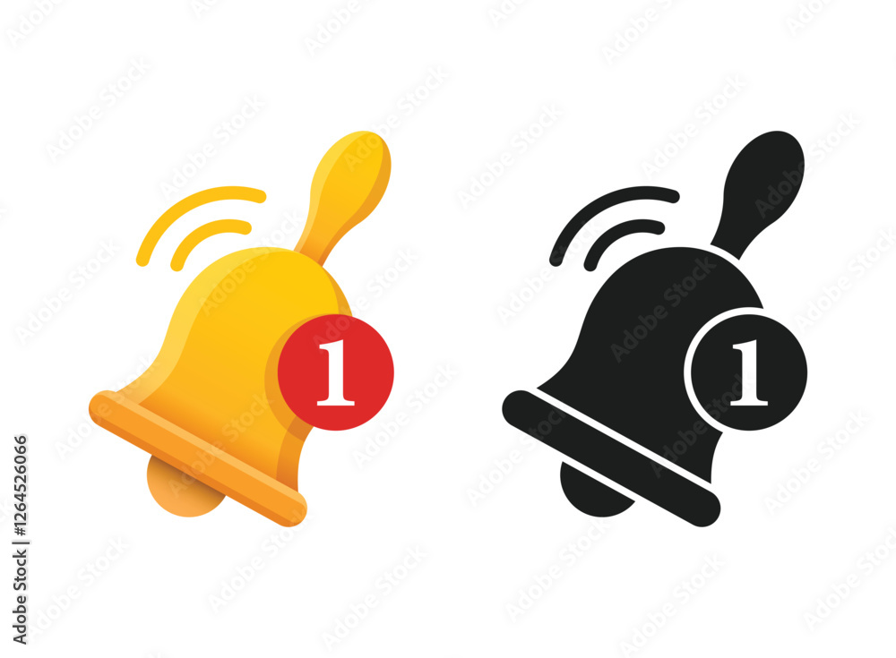 Poster notification bell icon in flat style. incoming inbox message vector illustration on isolated backgro