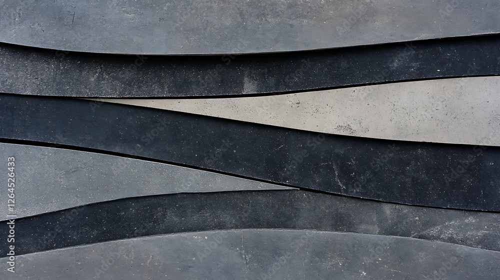 Poster intertwined surfaces of slate gray material with textured wavy patterns and unique color contrast