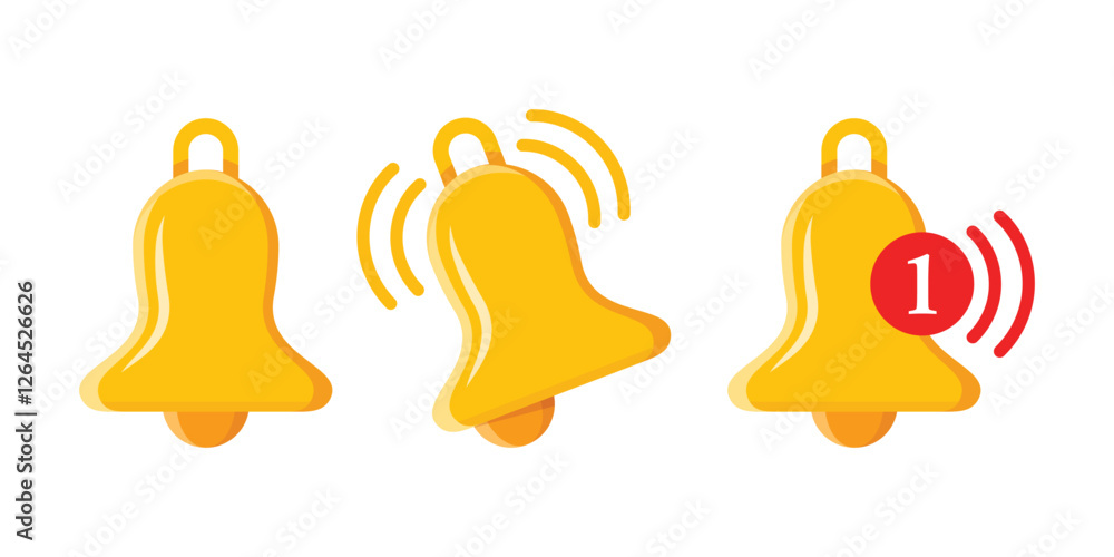 Aufkleber notification bell icon set in flat style. incoming inbox message vector illustration on isolated bac