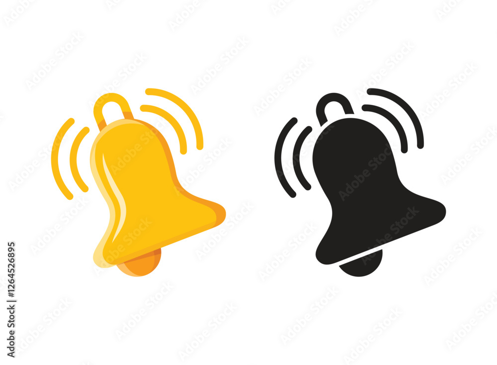 Poster notification bell icon in flat style. incoming inbox message vector illustration on isolated backgro