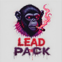 Hand drawn MONKEY with lettering illustration