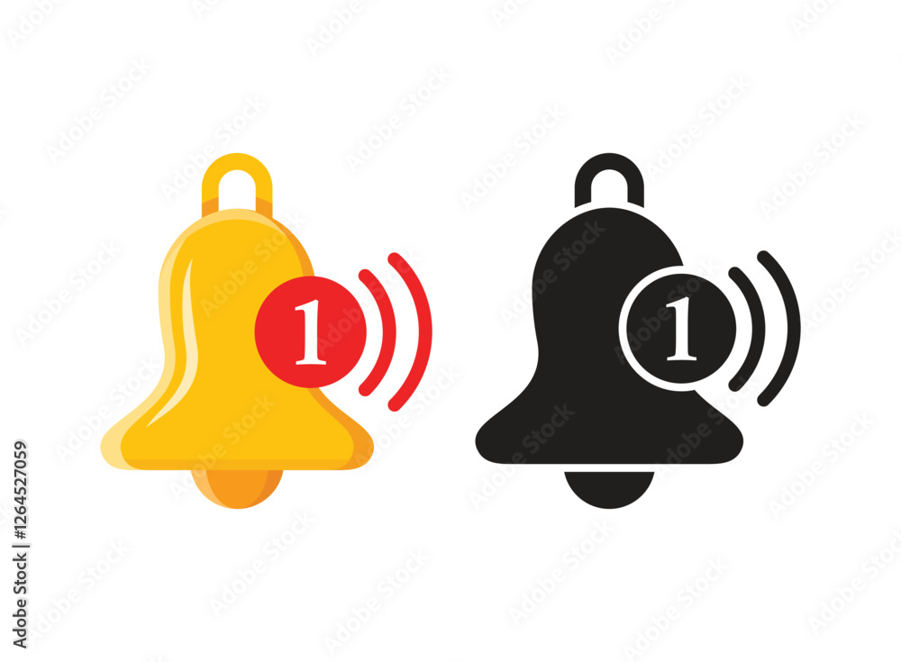Poster notification bell icon in flat style. incoming inbox message vector illustration on isolated backgro