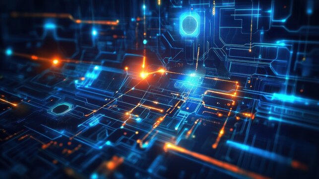 Cryptocurrency blockchain network background. Bright glowing symbols. Futuristic big data information. Graphic concept for your design